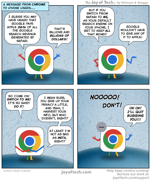 Chrome would like you to switch from Safari.
